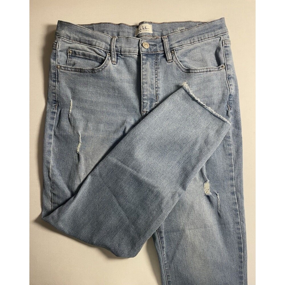 Nicole Miller Jeans High Rise Ankle Slim Distressed Size 4 Stretch Denim Women